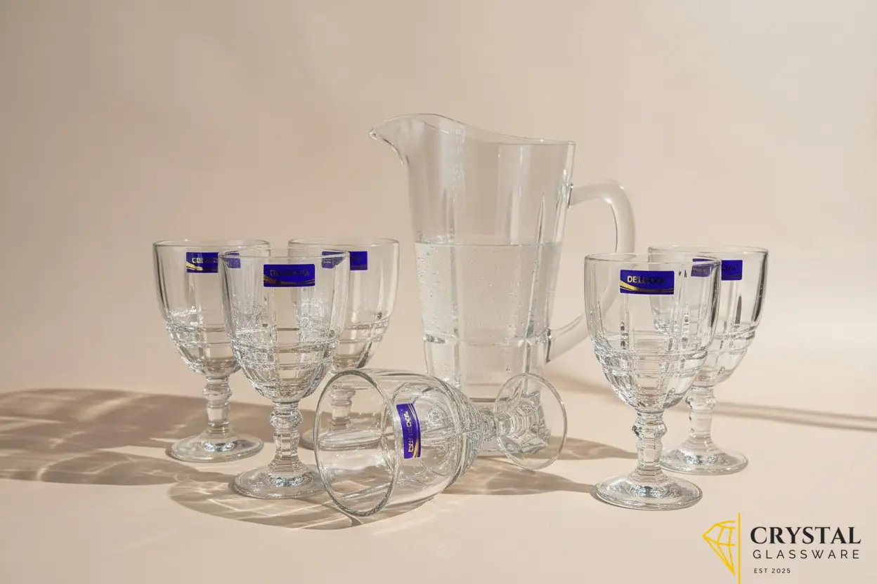 Delisoga Vine Water Set 7-Piece Glass Water and Serving Set 6 Glasses & 1 Jug